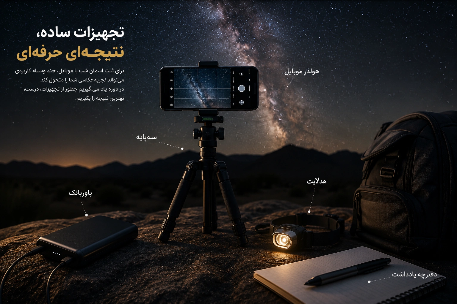 تجهیزات ساده و کاربردی برای عکاسی آسمان شب با موبایل